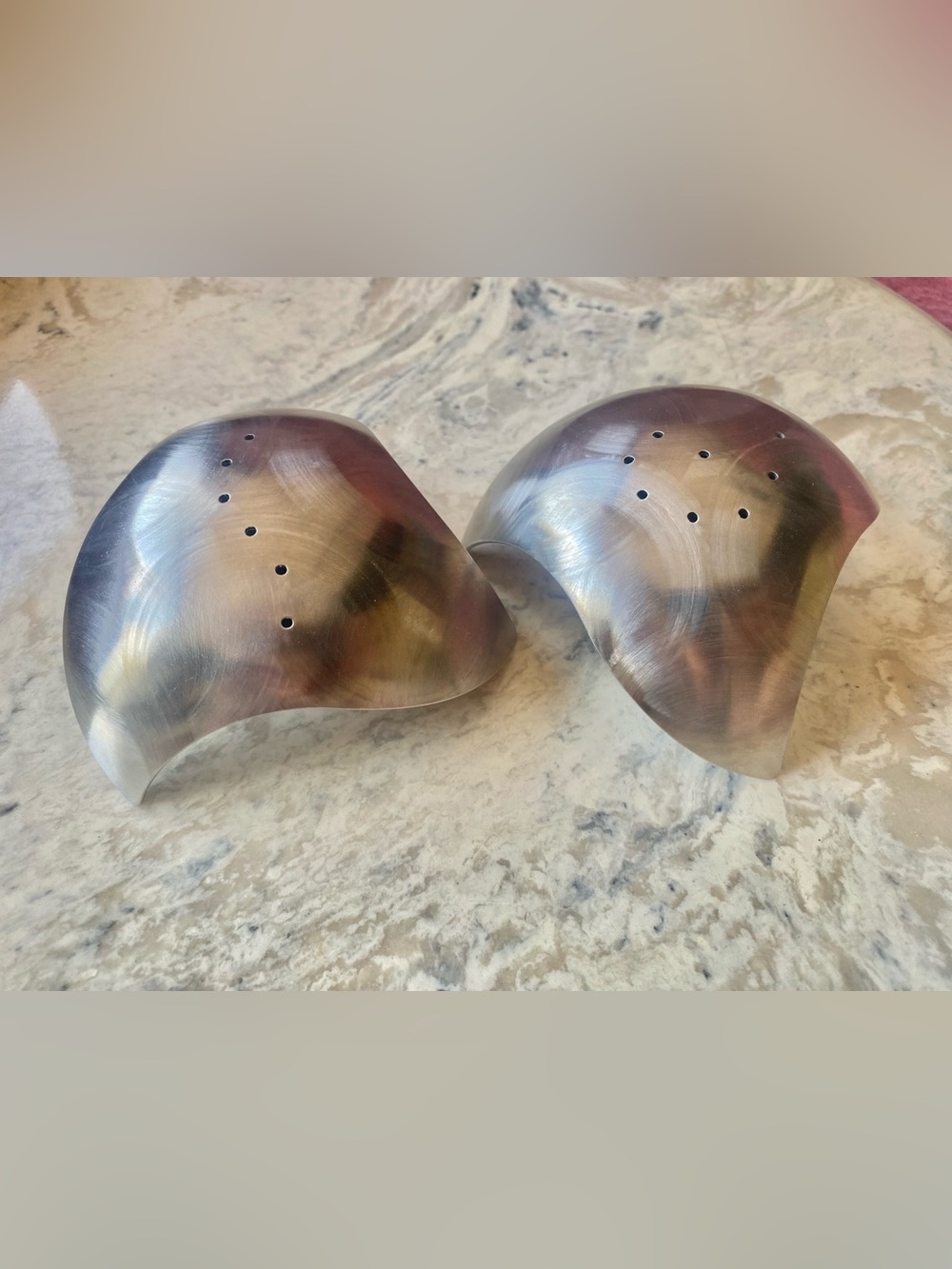 vintage modernist stainless steel salt and pepper shakers by Bruce MacDonald